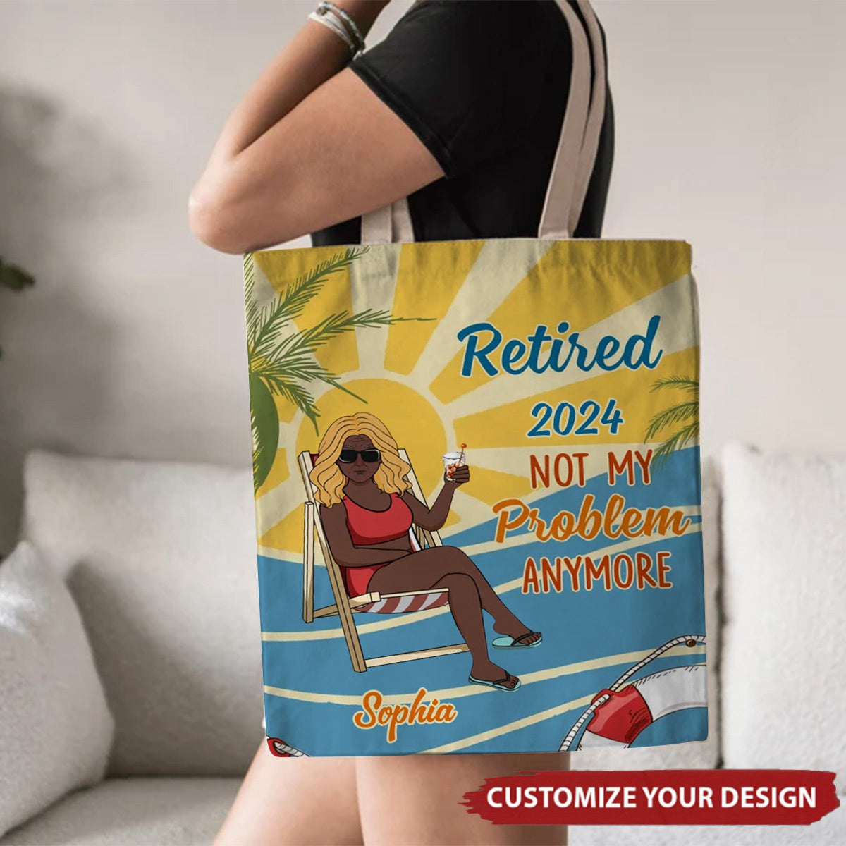 Retired Not My Problem Personalized Tote Bag