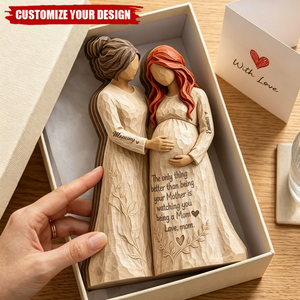 Personalized Pregnant Mom Figurine, Mother Daughter Sculpture