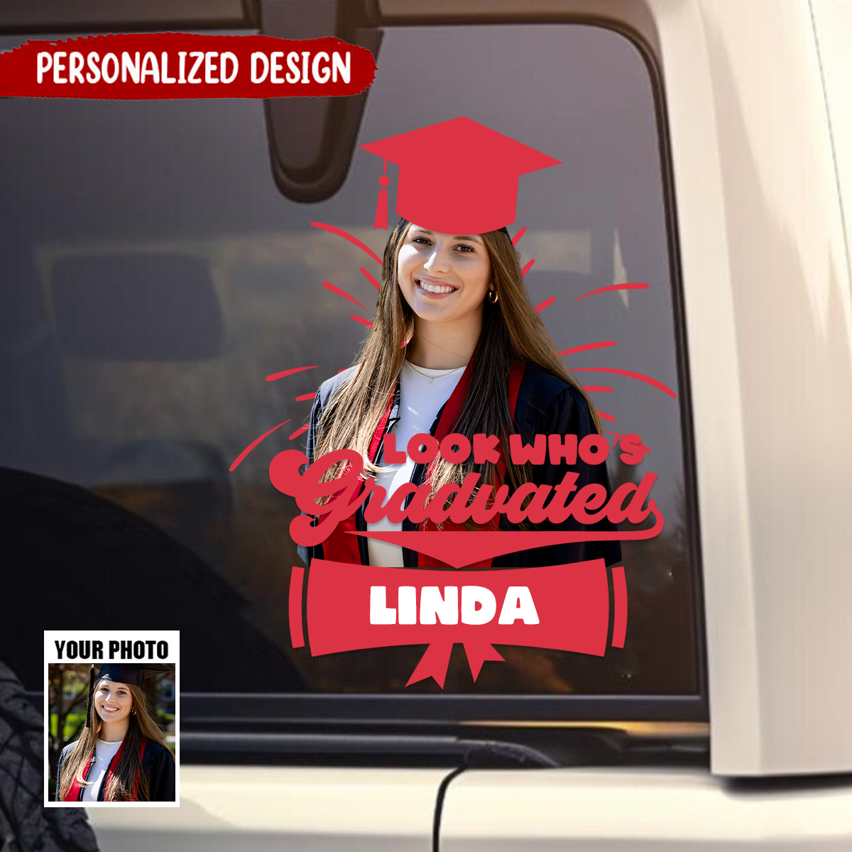 Personalized Graduation Photo Sticker, Class of 2026 Sticker With Name