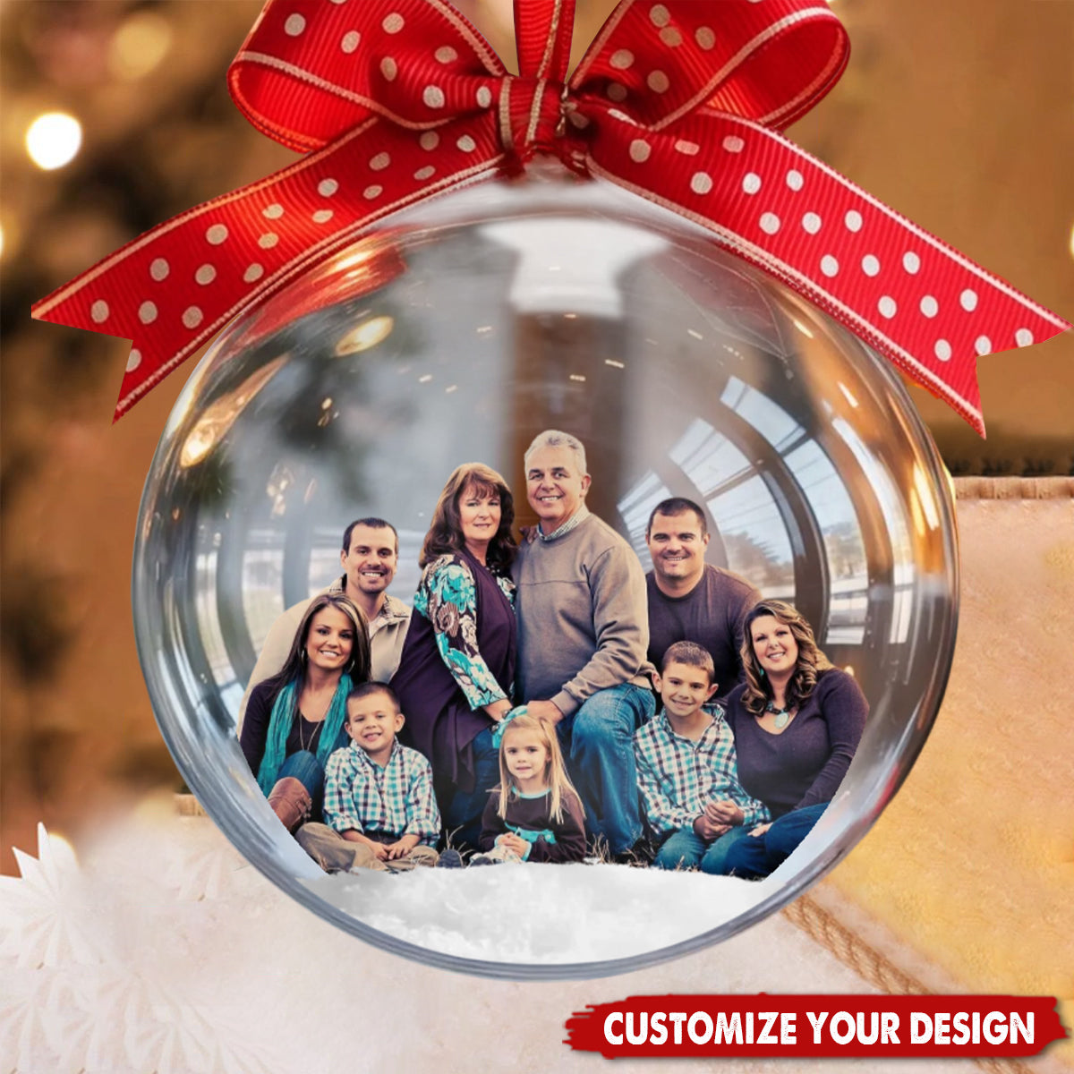 Family Forever, Christmas Together - Personalized Custom Photo Christmas Ornament