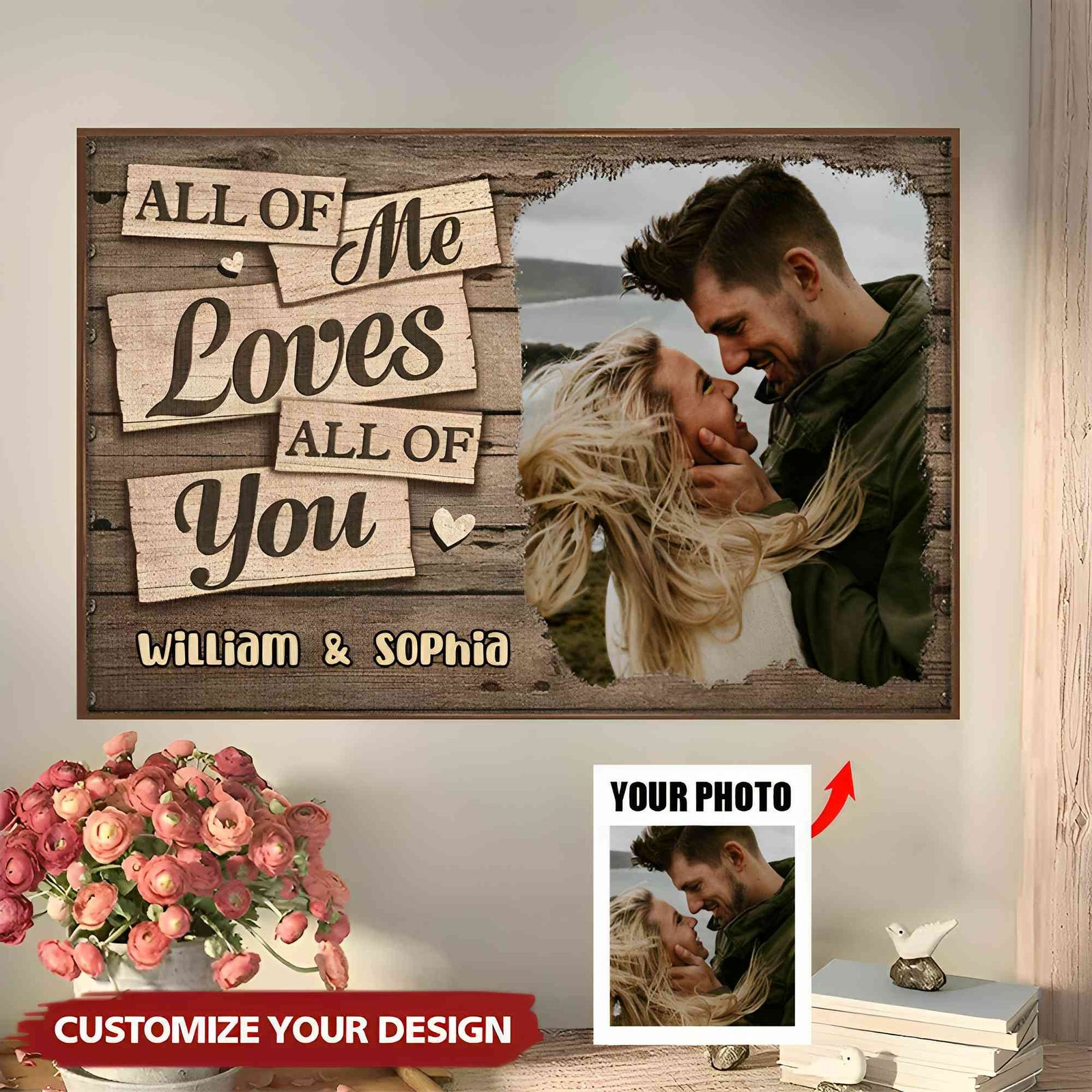 I Completely Love You - Upload Image, Gift For Couples, Husband Wife - Personalized Horizontal Poster