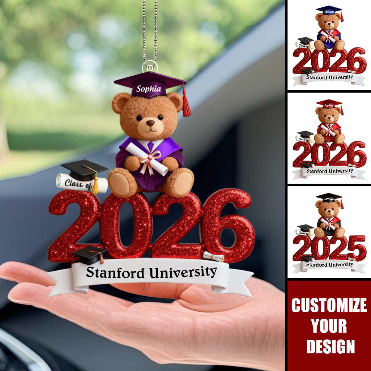 Tassel The Hustle, Time To Sparkle - Personalized Car Acrylic Hanging Ornament