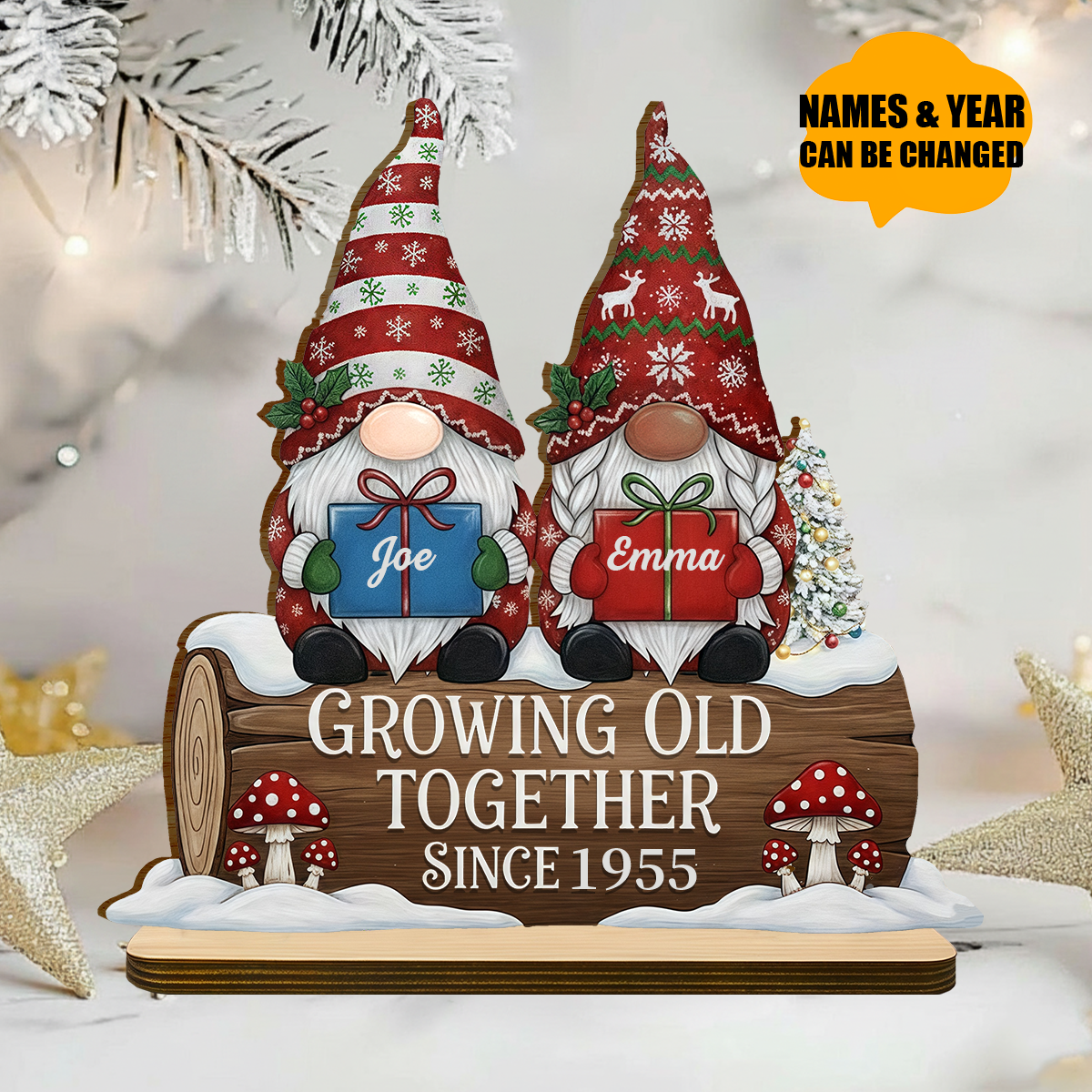 Couple Growing Old Together Personalized Wooden Plaque