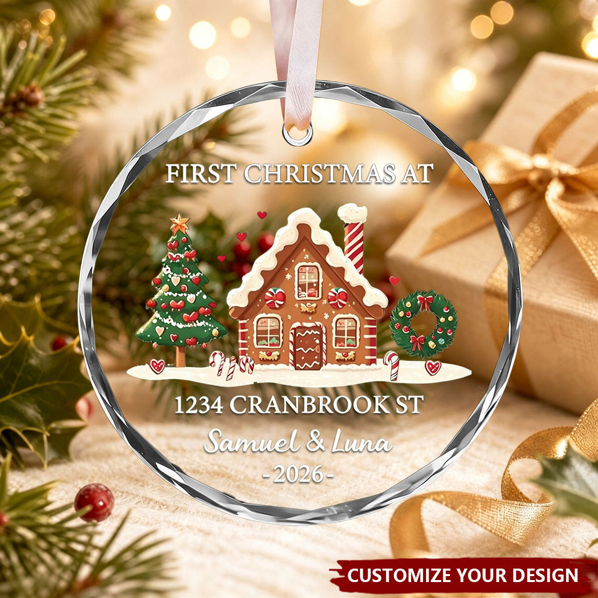 Personalized New Home Glass Ornament - Our First Christmas Housewarming Gift