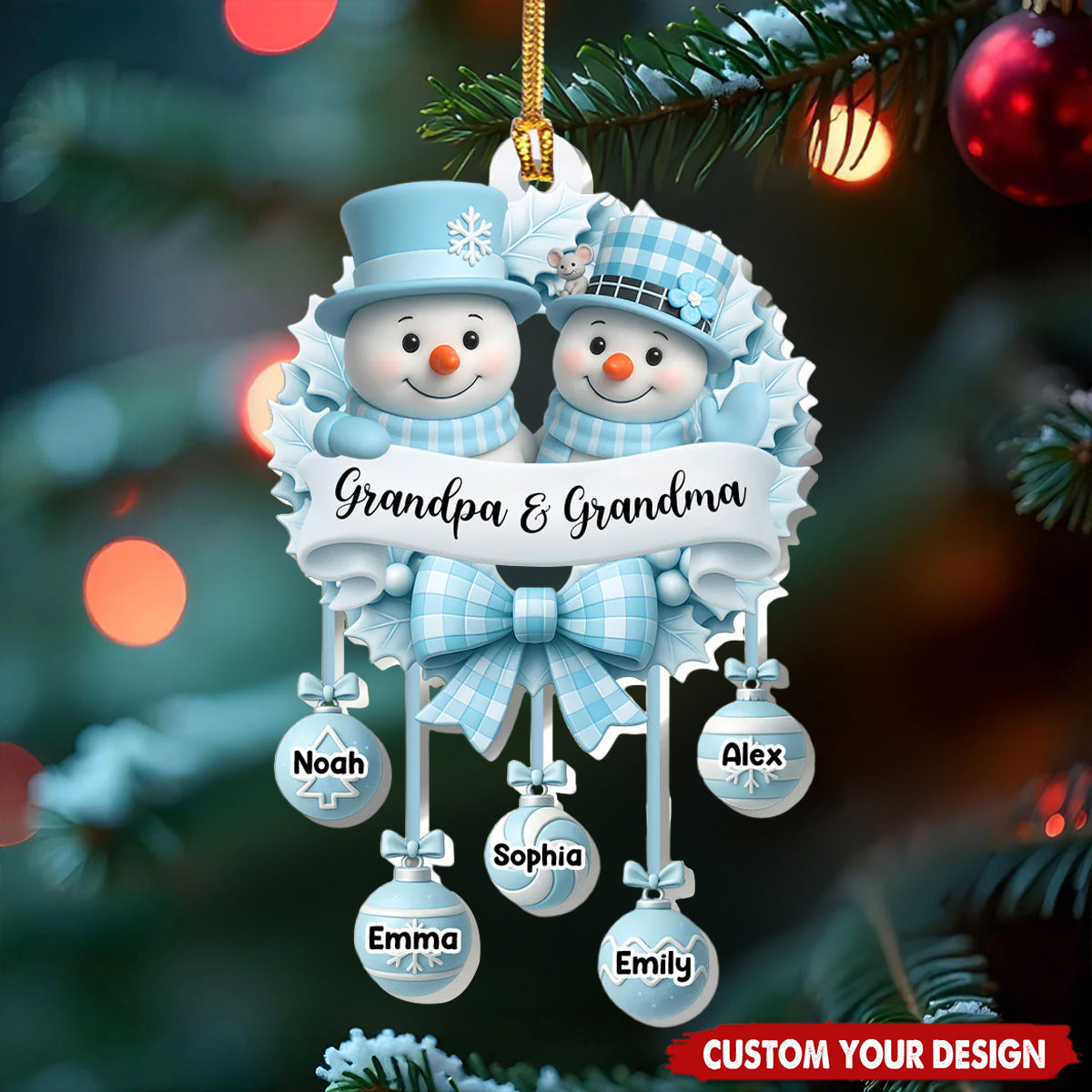 Snowy Parents Grandparents - Personalized Family Christmas Ornament