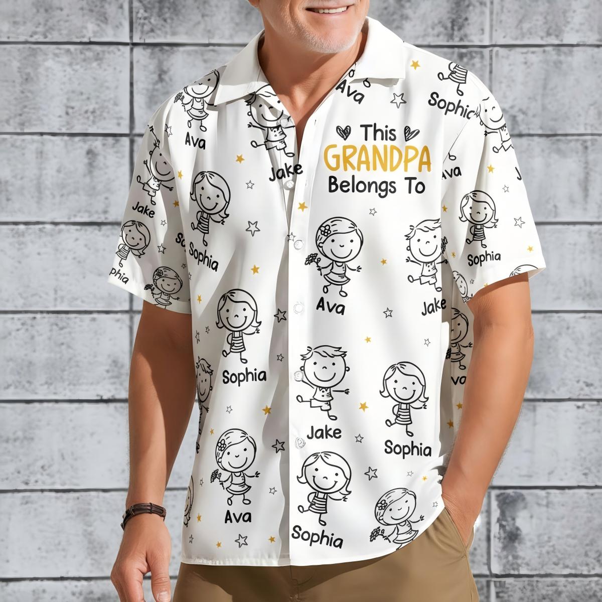 This Grandpa Belongs To Doodle - Personalized Hawaiian Shirt