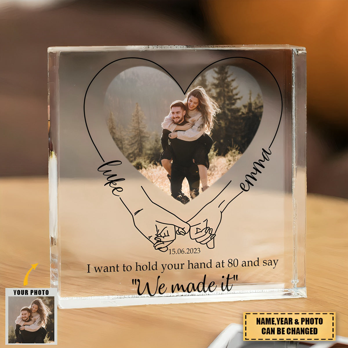 Couples Holding Hands We Made It - Personalized Acrylic Photo Plaque