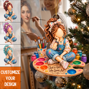 Personalized Artist Girl Christmas Ornament-Custom Name Christmas Decor