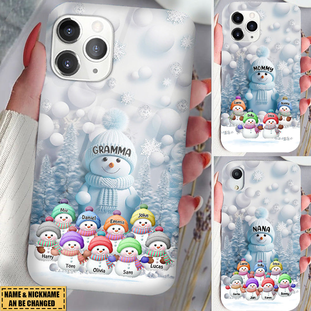 Christmas Blue Vibe Snowman Grandma Mom Colorful Kids Personalized Phone case