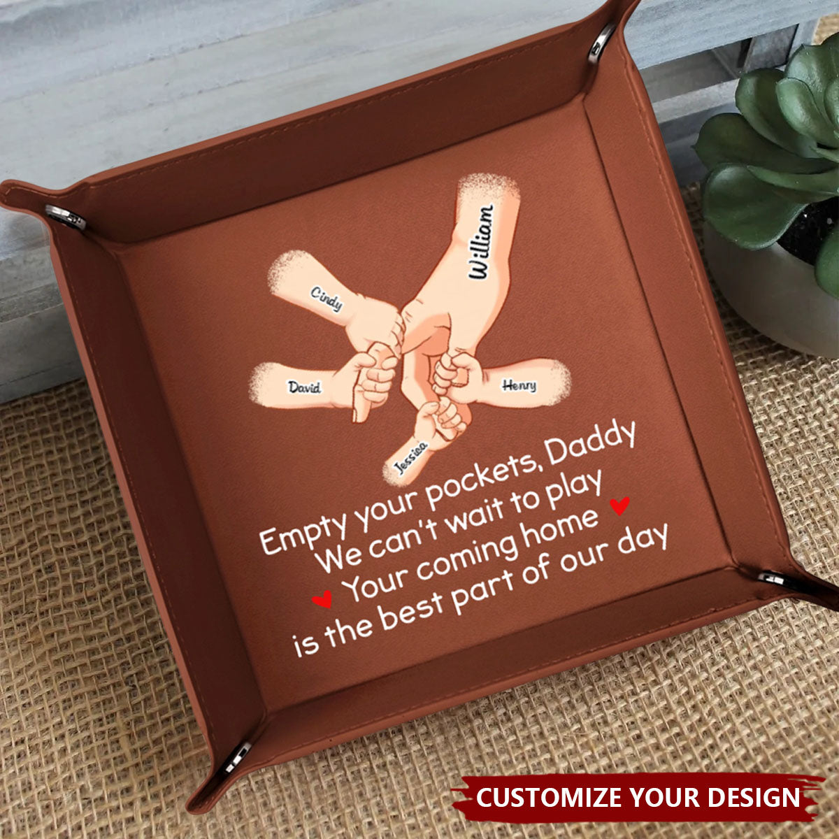 Empty Your Pockets Daddy - Personalized Leather Valet Tray