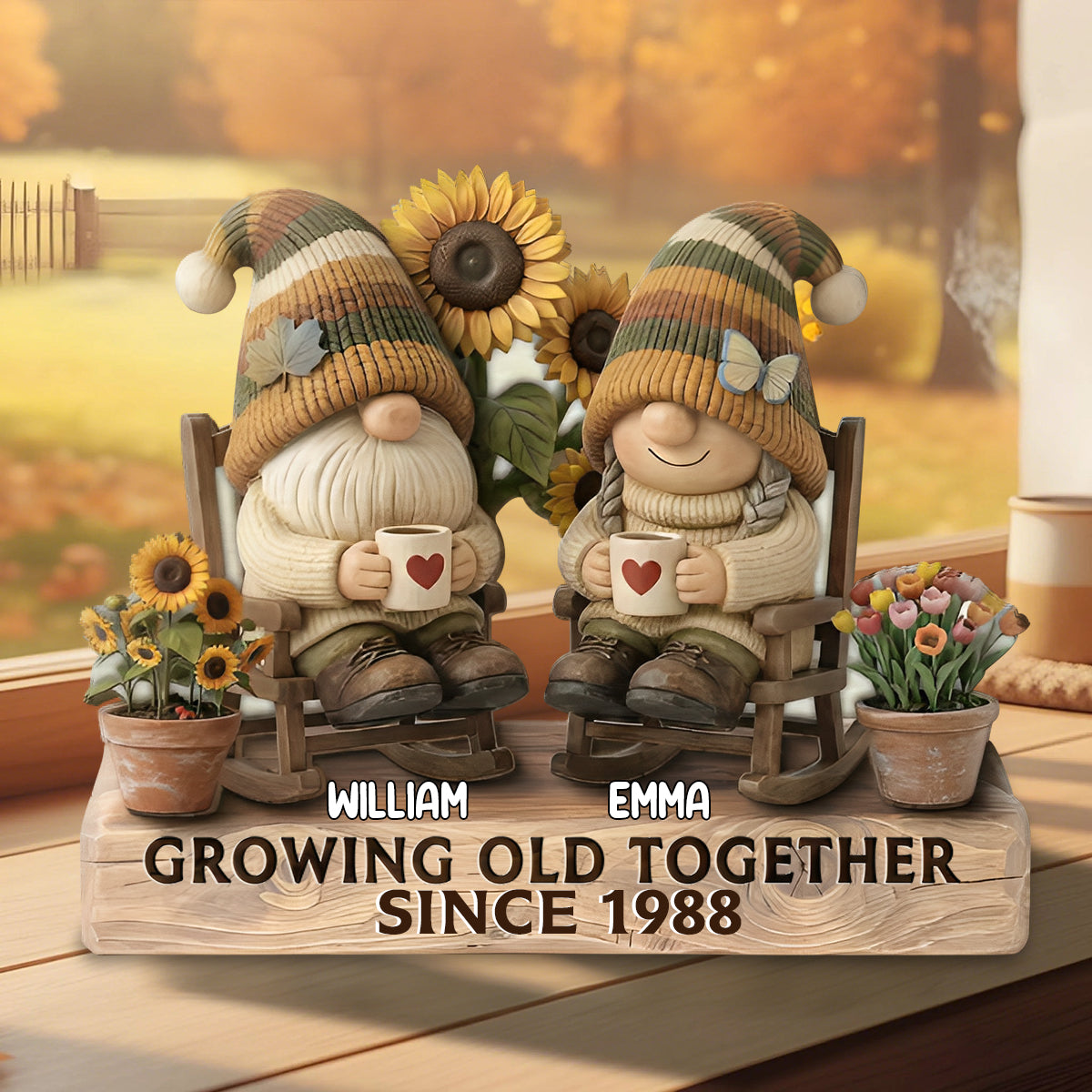 Grow Old Together-Personalized  Wooden Plaque, Gift For Couple