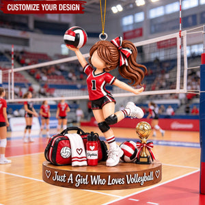 Personalized Volleyball Christmas Ornament, Just A Girl Who Loves Volleyball