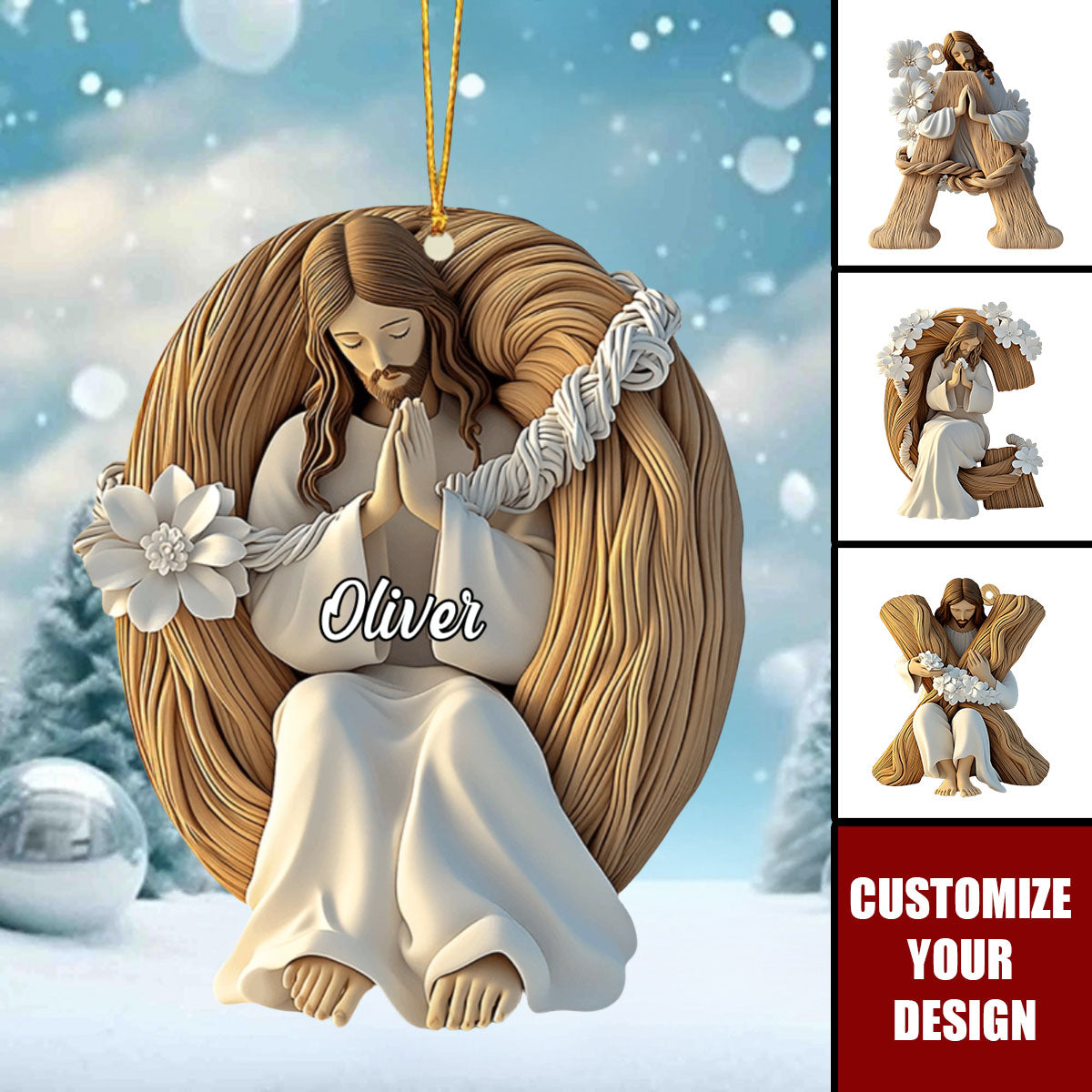 Holly Letter Ornament - Personalized Christian Ornament