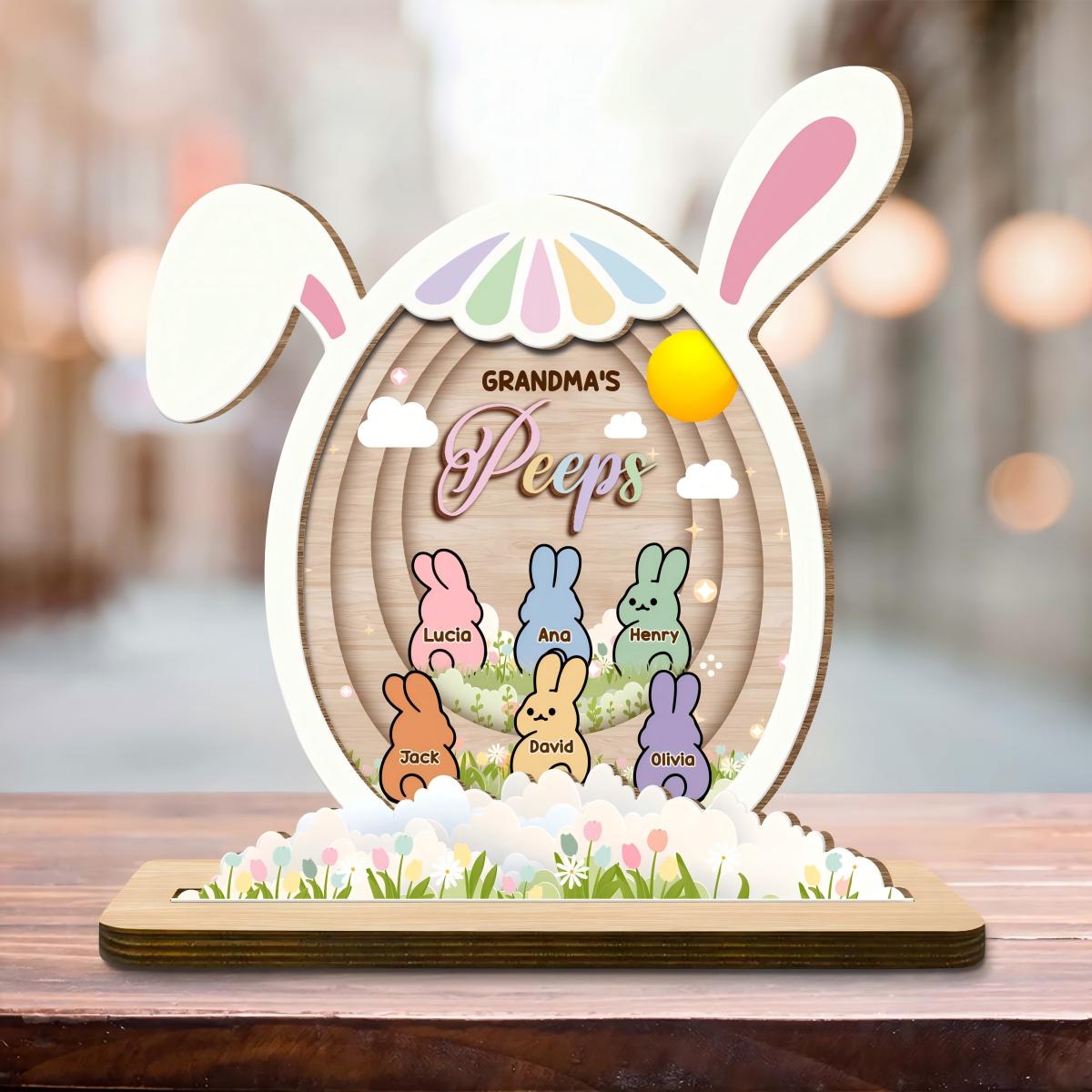 Grandma's Bunny, Flowers, And Eggs, Custom Plaque For Nana