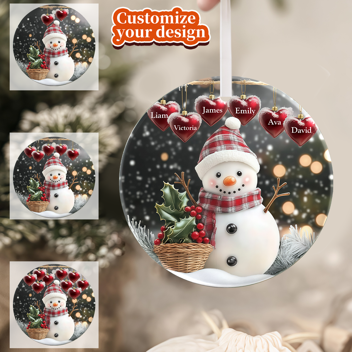 Personalized Acrylic Snowman Grandkid Ornament - Family Christmas Gift