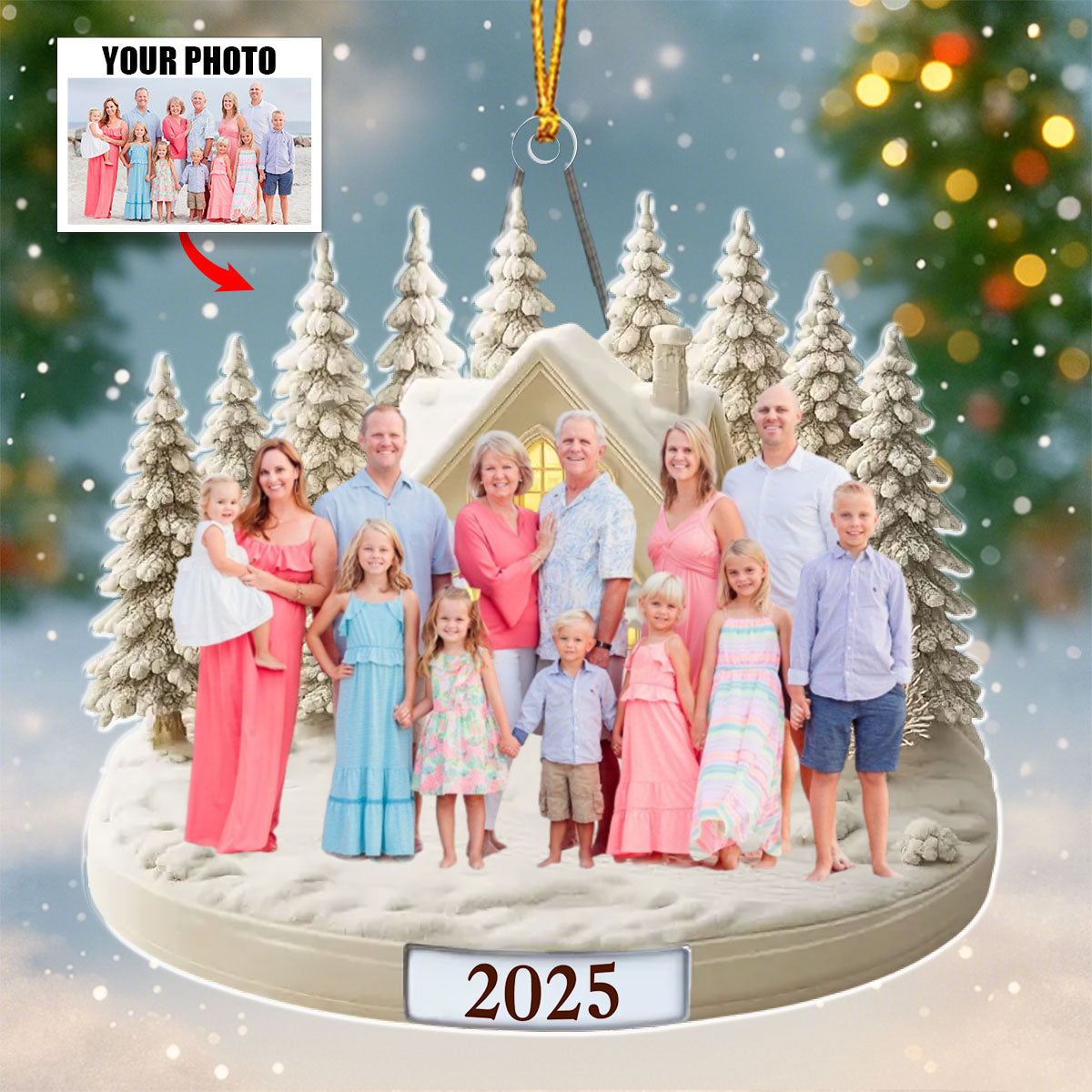 Our Winter Wonderland - Custom Family Photo Christmas Ornament