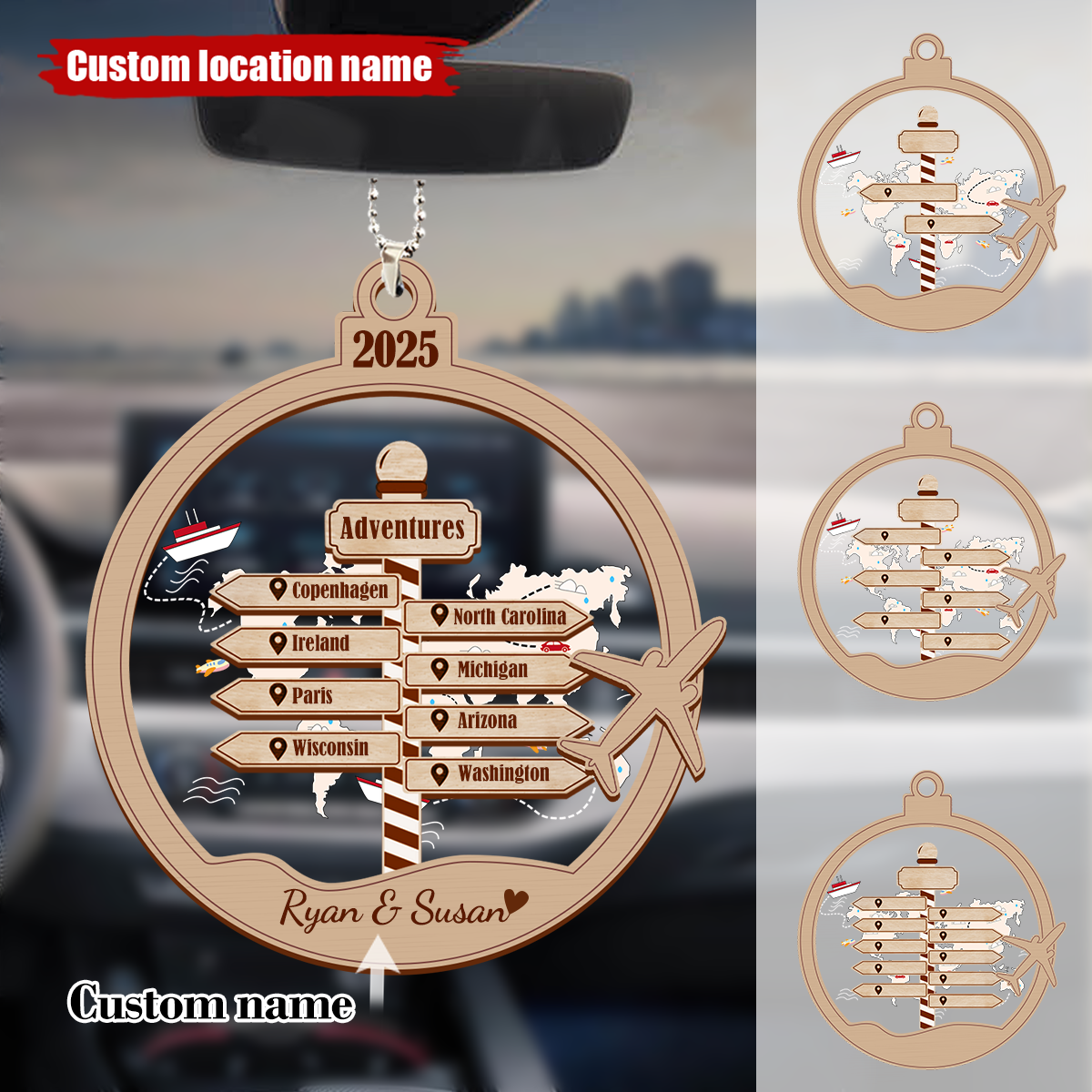 New Adventure Couple Traveler Christmas, Personalized Travel Acrylic Ornament