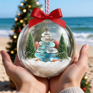 Sea Glass Family Christmas - Personalized Acrylic Ball Ornament