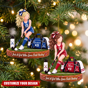 Personalized Field Hockey Player Christmas Ornament-Custom Name Gift
