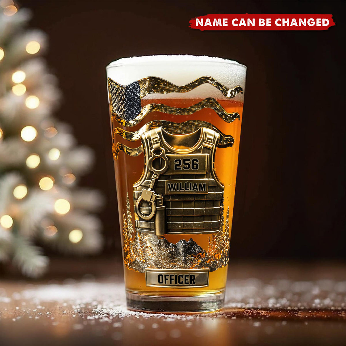 Serve And Protect - Personalized Police Officer Beer Glass