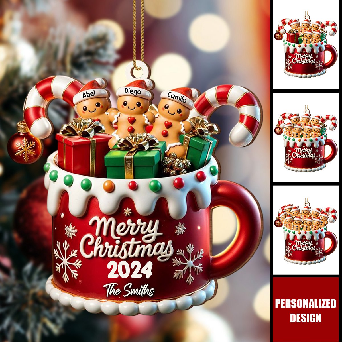Merry Christmas Cookie Man Family-Customized Cute Ornament-Gifts For Family