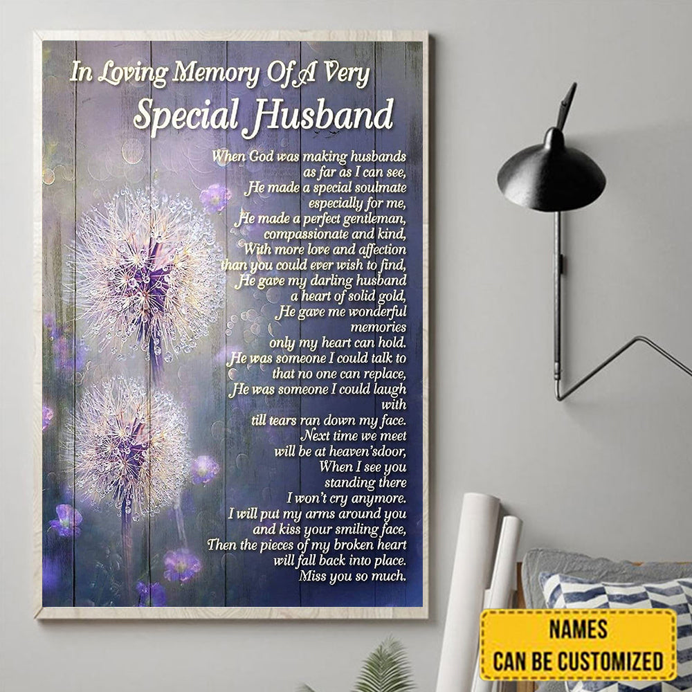 Personalized In Loving Memory Of Very Special Husband Poster