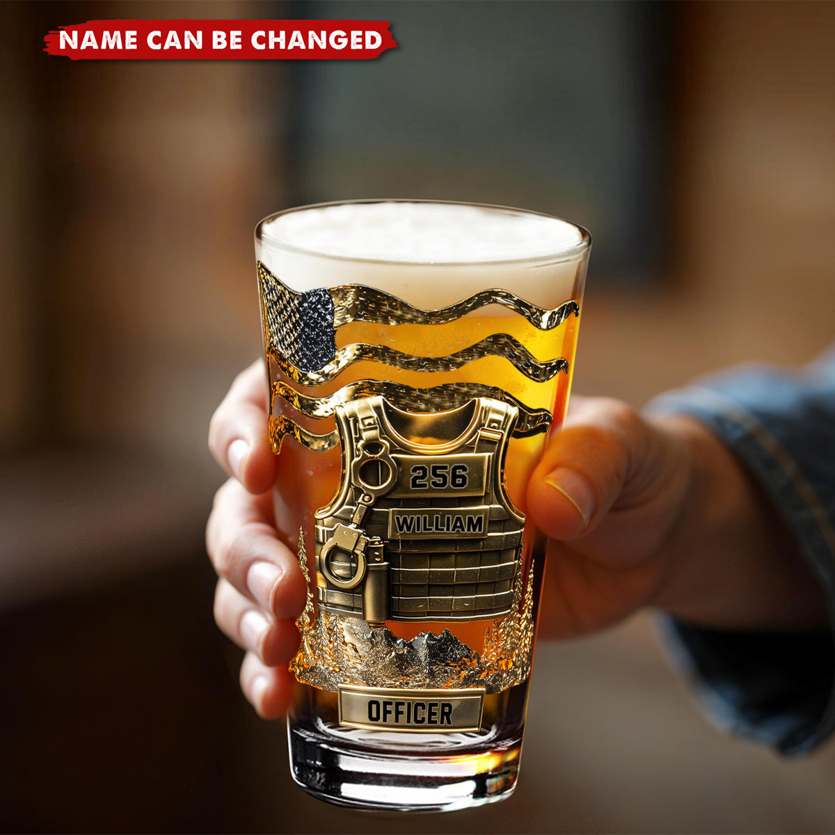 Serve And Protect - Personalized Police Officer Beer Glass