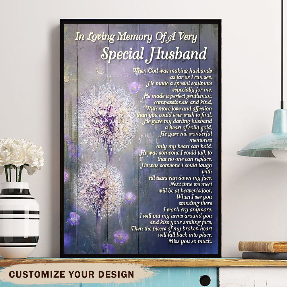 Personalized In Loving Memory Of Very Special Husband Poster