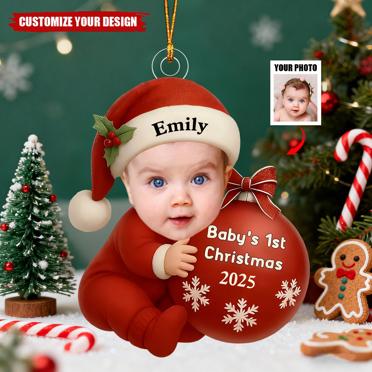 Personalized Baby's First Christmas Ornament - Newborn Gift