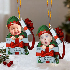 Custom Baby Photo Ornament, Newborn Christmas Keepsake