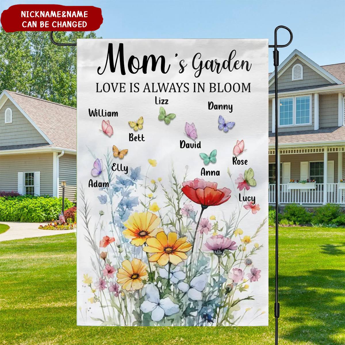 Grandma Garden's Love Is Always In Bloom- Personalized Garden House Flag