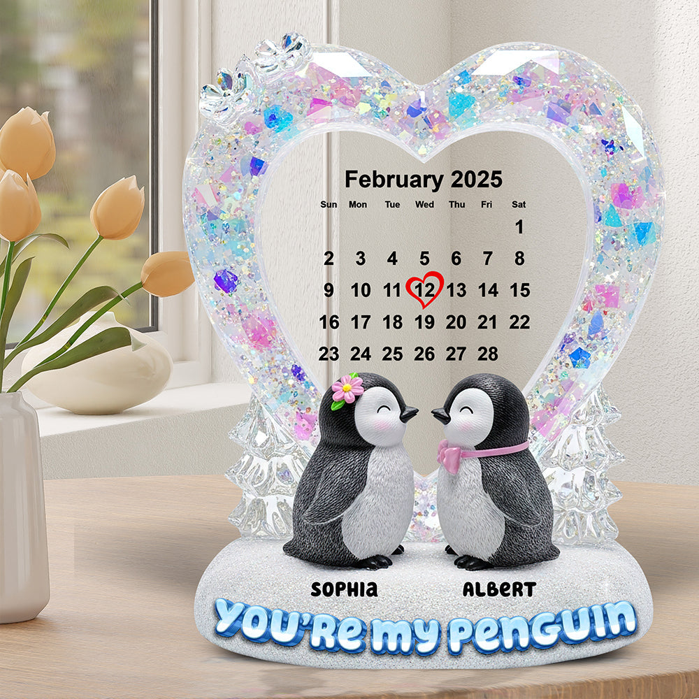 Penguin Couple Acrylic Plaque - Personalized Gifts For Couple