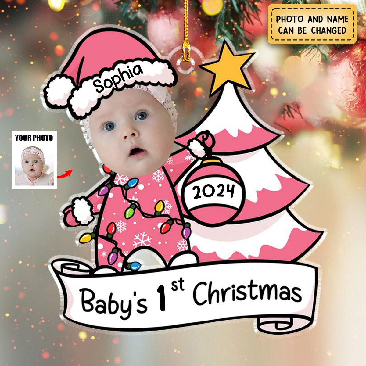 Baby's First Christmas - Personalized Acrylic Photo Ornament
