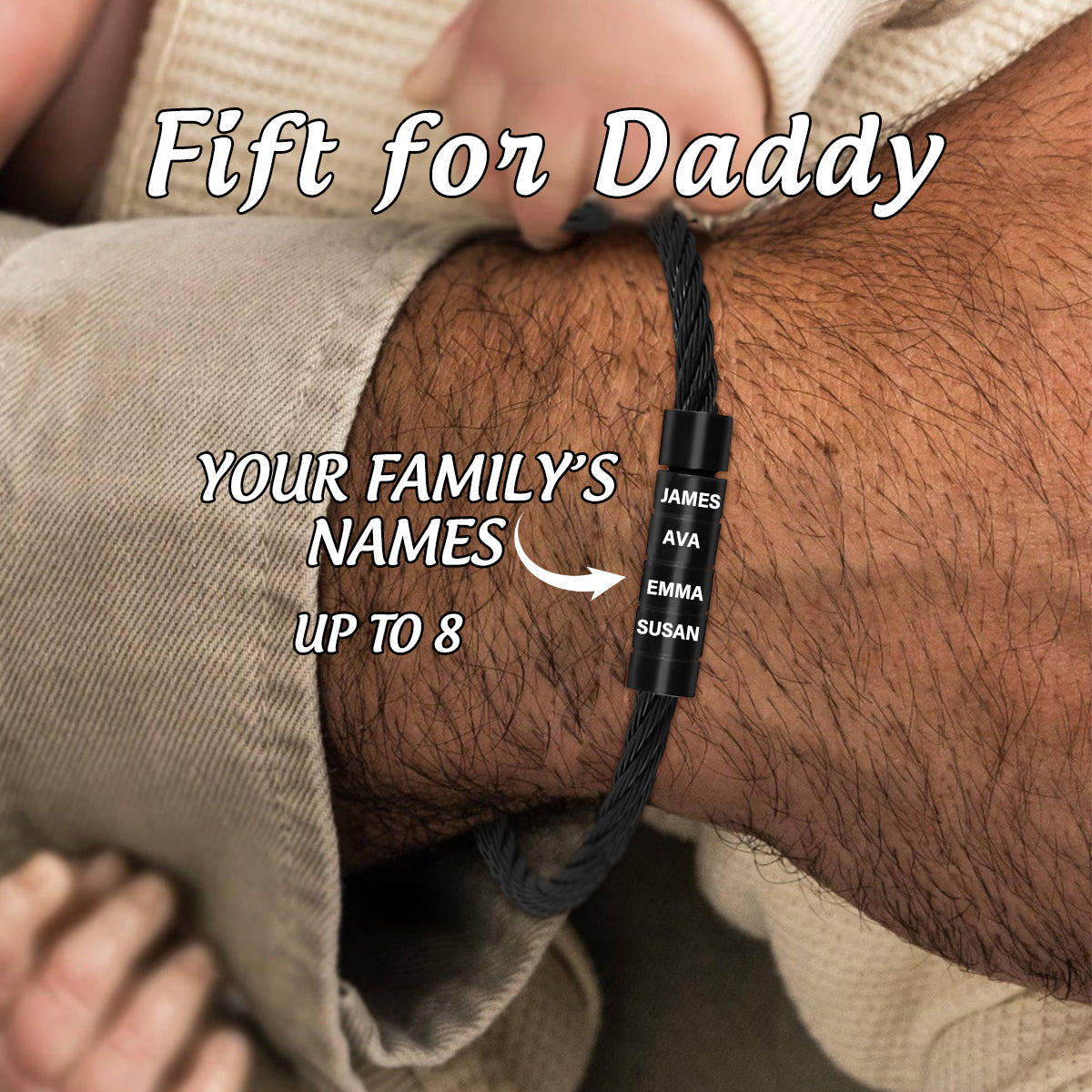 Personalized 1-6 Kids Names Family Bracelet - Gift For Dad/Grandpa