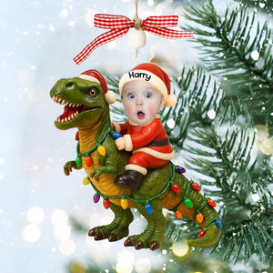 Custom Photo Santa Riding Ornament
