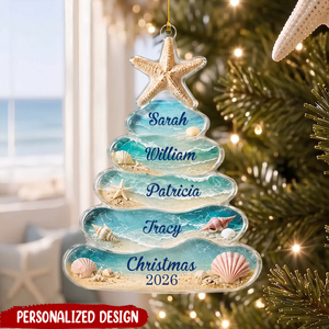 Personalized Sea Glass Family Christmas Tree Ornament-Custom Name Gift