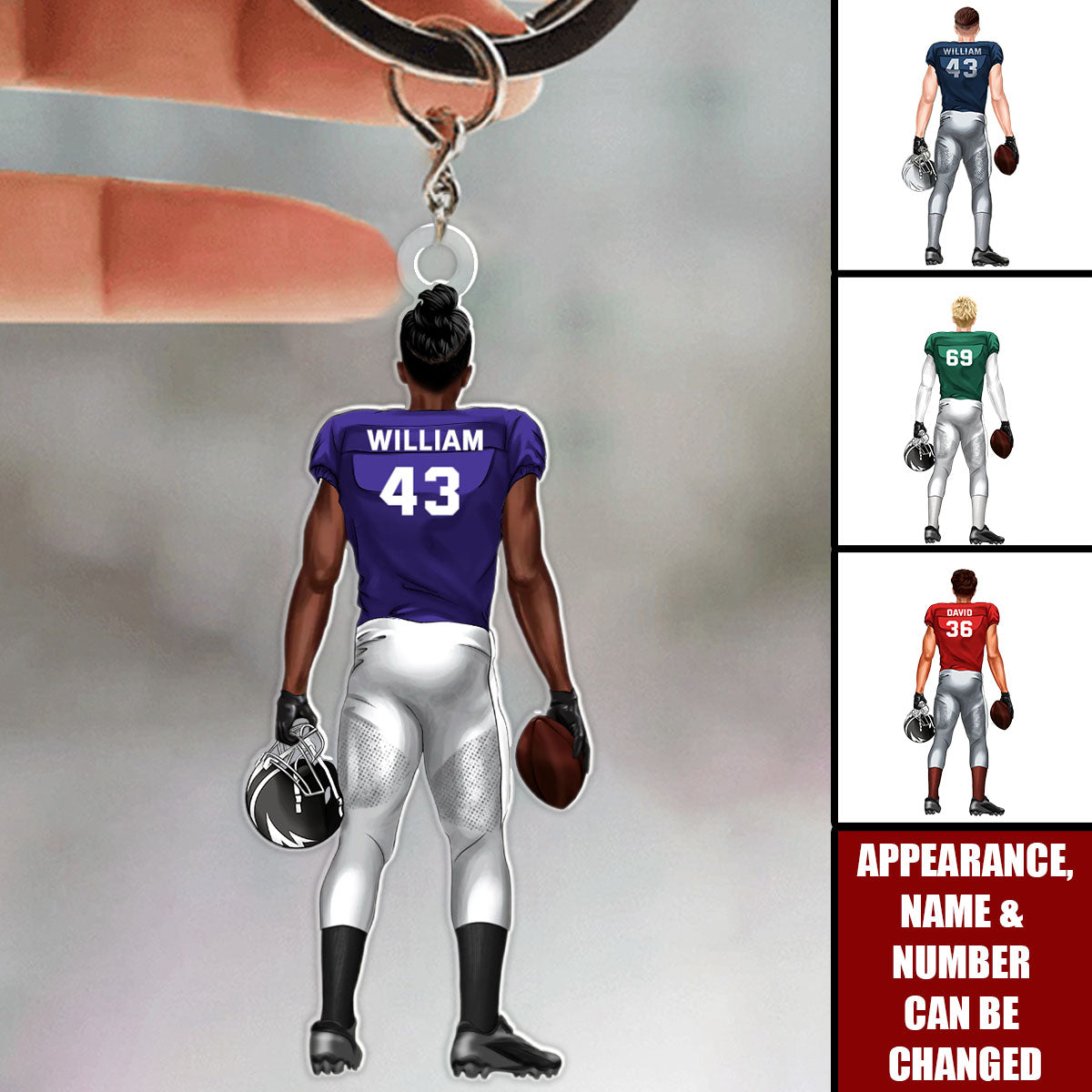 Personalized American Football Keychain - Gift For Football Lover