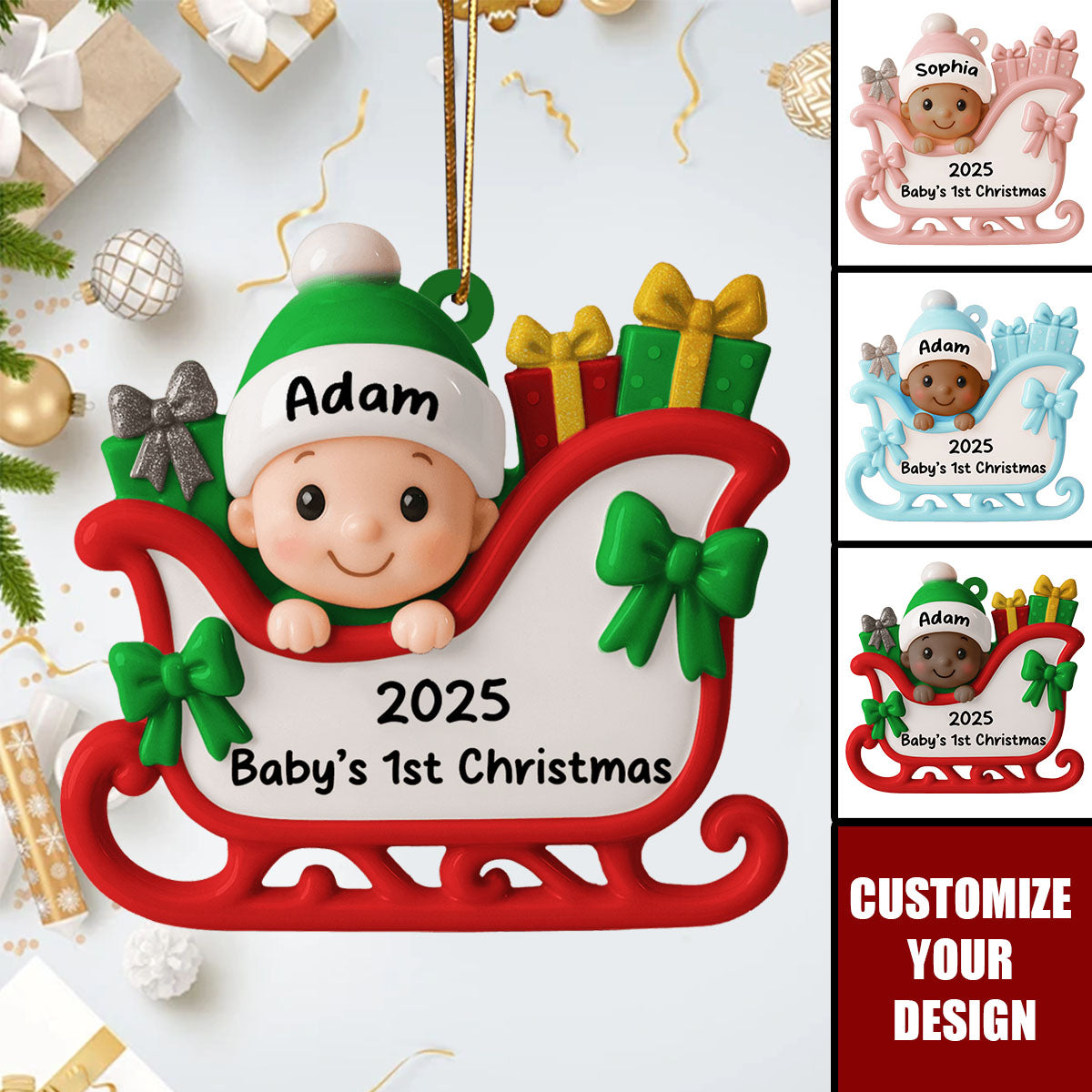 Baby’s 1st Christmas With Sleigh And Gifts -Gift For New Parents