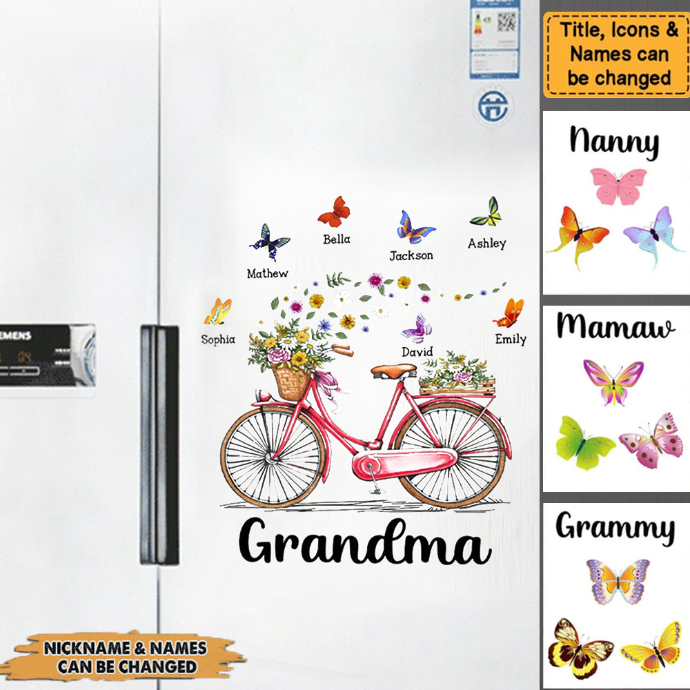 Gift for Grandma Bicycle With Flowers Sticker