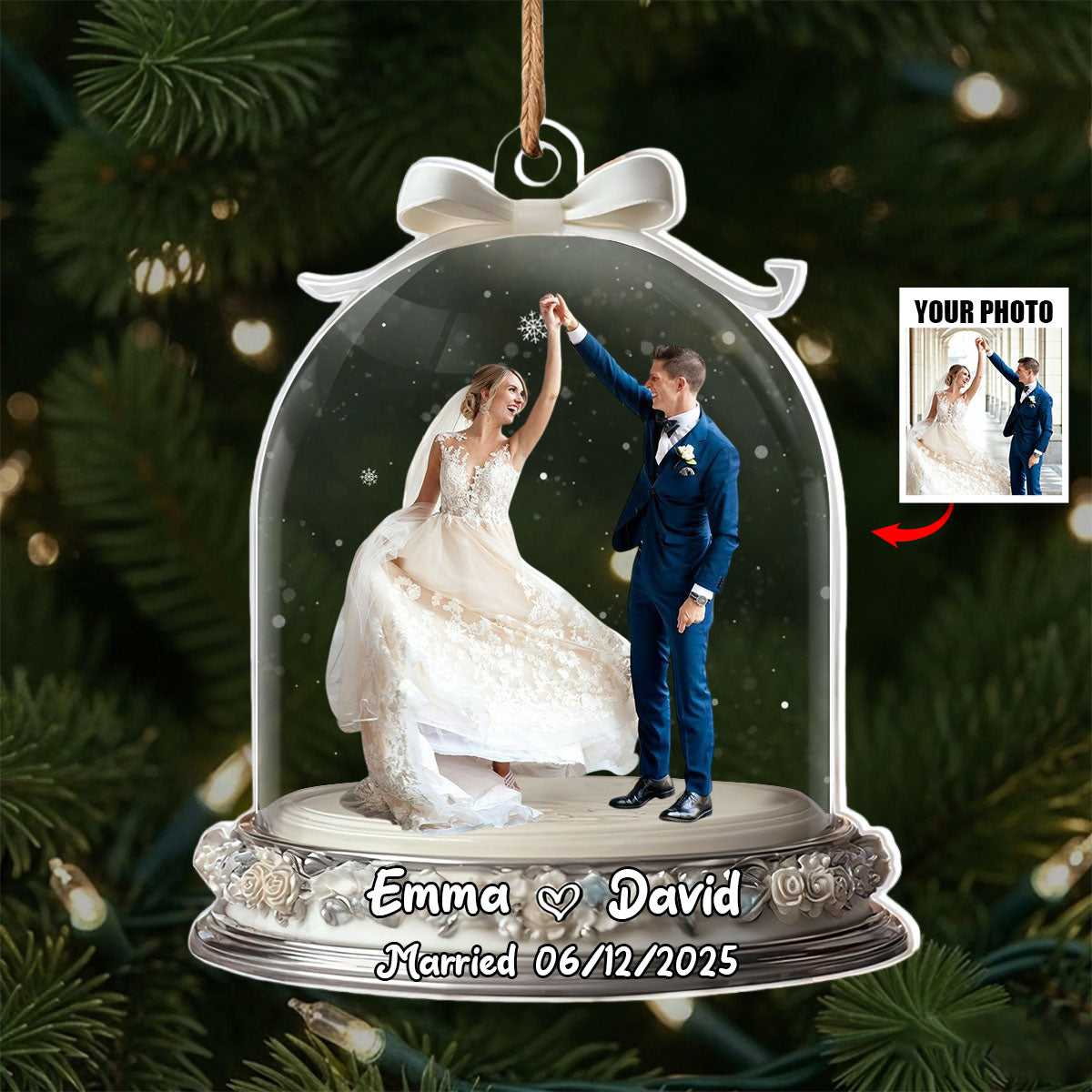 Custom Photo Ornament, Engaged/Married Gift For Couples