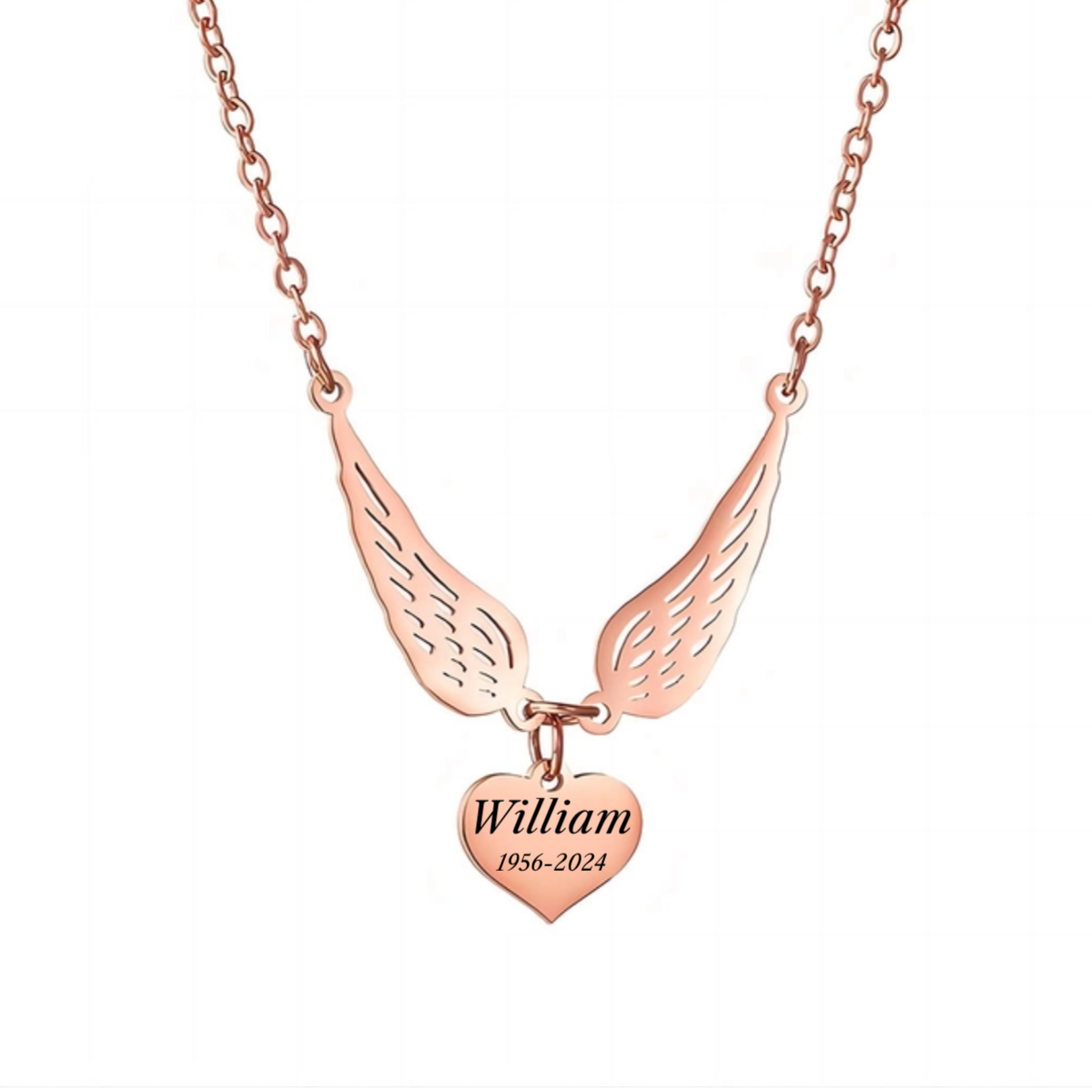 Personalized Custom Name Date Wing Memorial Necklace - Gift For Christmas