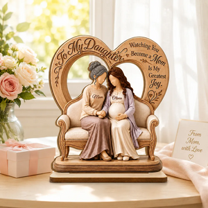 Personalized Mother Daughter Pregnancy Wooden Plaque,New Mom Gift