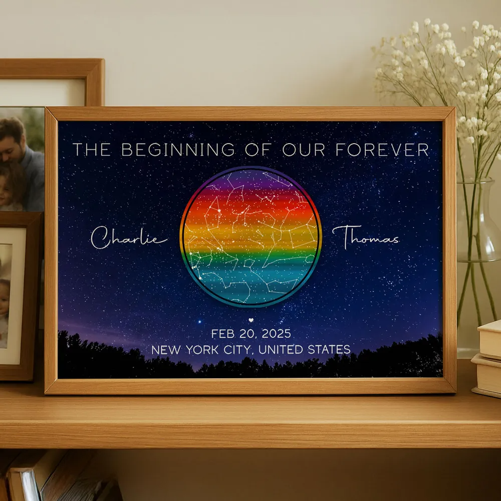 Pride Month LGBT Couple Star Map Personalized Poster, Gift For Couple