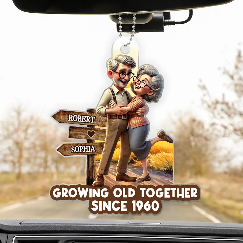 Growing Old Together Personalized Car Hanger Ornament, Anniversary Gift