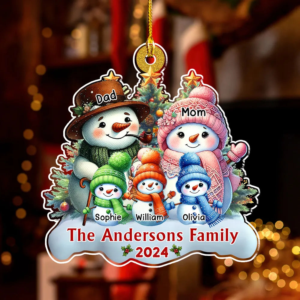 Snowman Family Version - Personalized Custom Acrylic Ornament