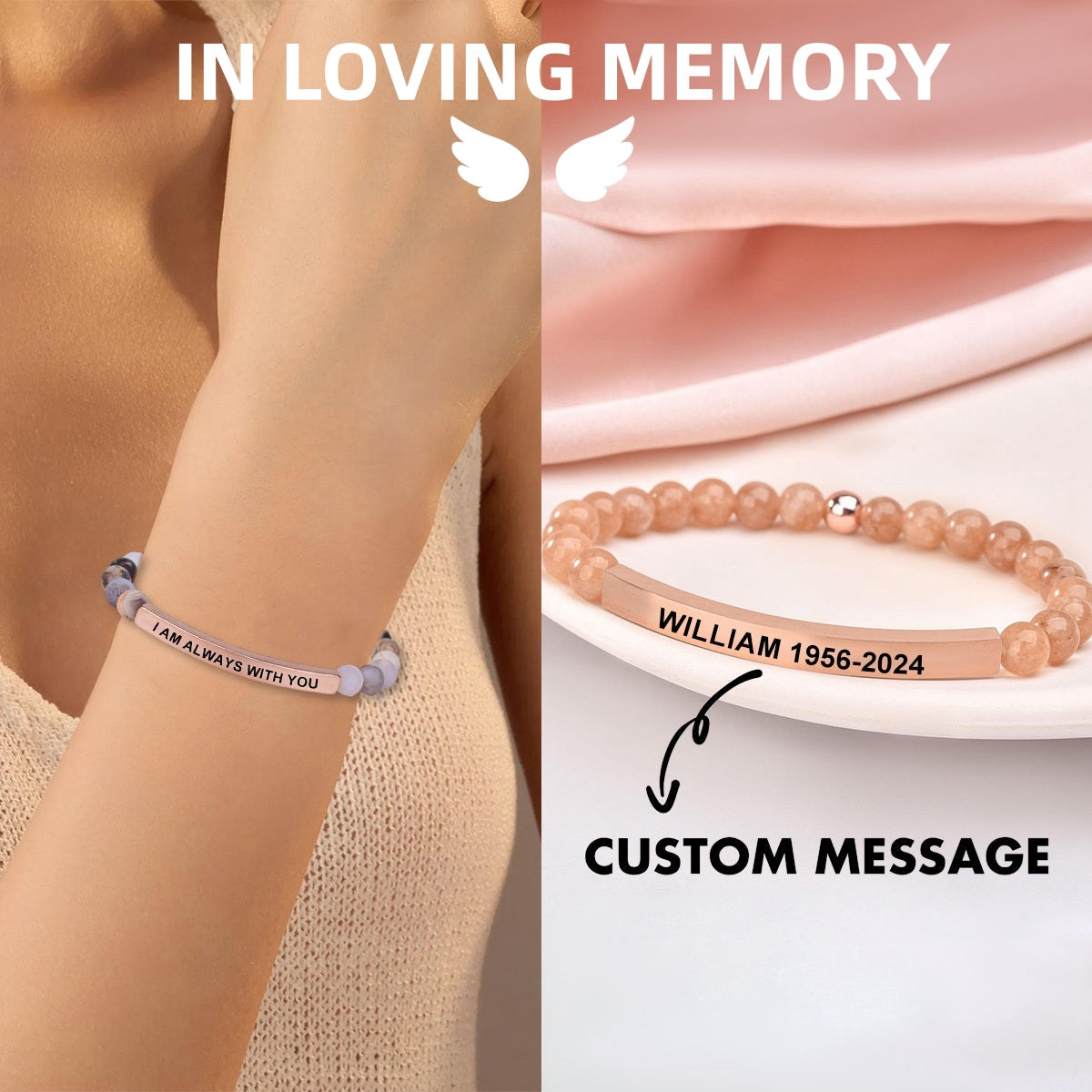Personalized Custom Memorial Text  Bracelet  - Gift For Love One