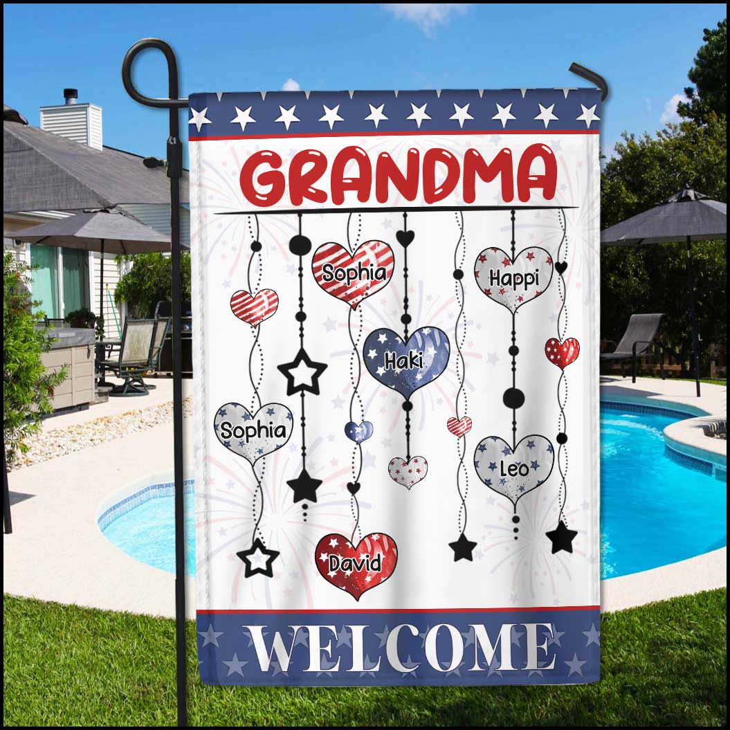 Personalized 4th of july heart welcome Grandma's House Garden - Gift for Nana Mom Auntie Independence day