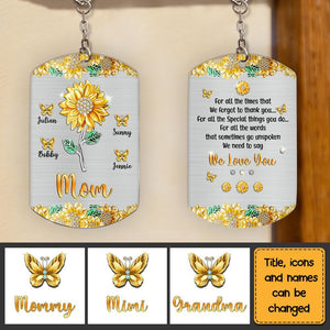 Gift For Mom Grandma Sunflower Personalized Keychain