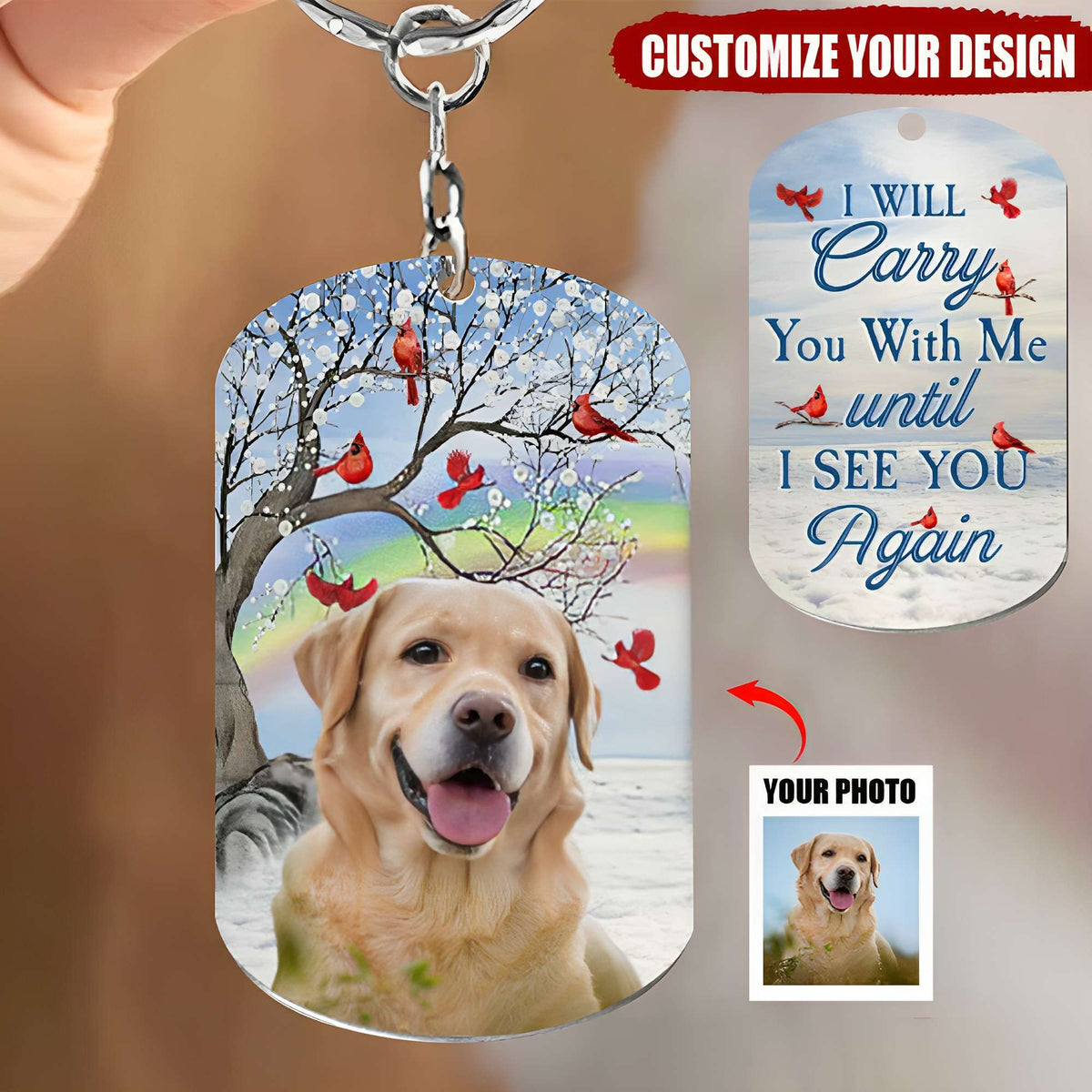 Memorial Image Upload  Personalized Stainless Steel Keychain