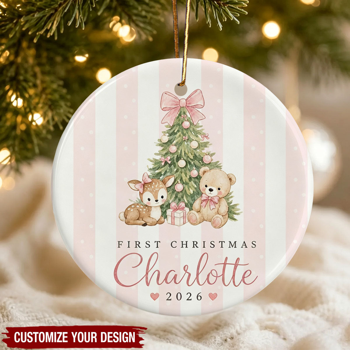 Personalized Baby's First Christmas Ornament With Baby Name,Nursery Keepsake Gift